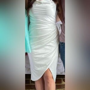 White Cowl Neck Dress